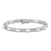 Thumbnail Image 1 of Lab-Created Opal Bracelet Diamond Accents Sterling Silver 7"