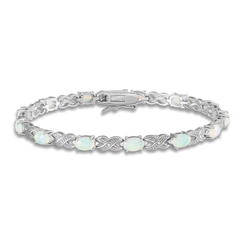 Sterling Silver Padlock Bracelet with Accent Stone and Genuine Diamond Stone