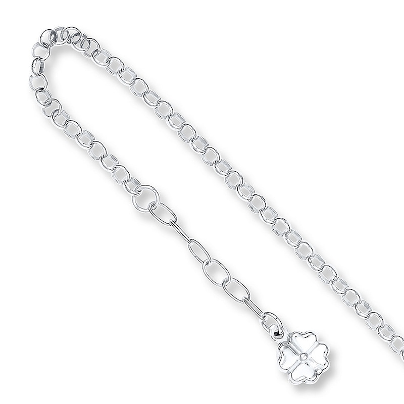 Main Image 1 of Four Leaf Clover Anklet Sterling Silver 9"
