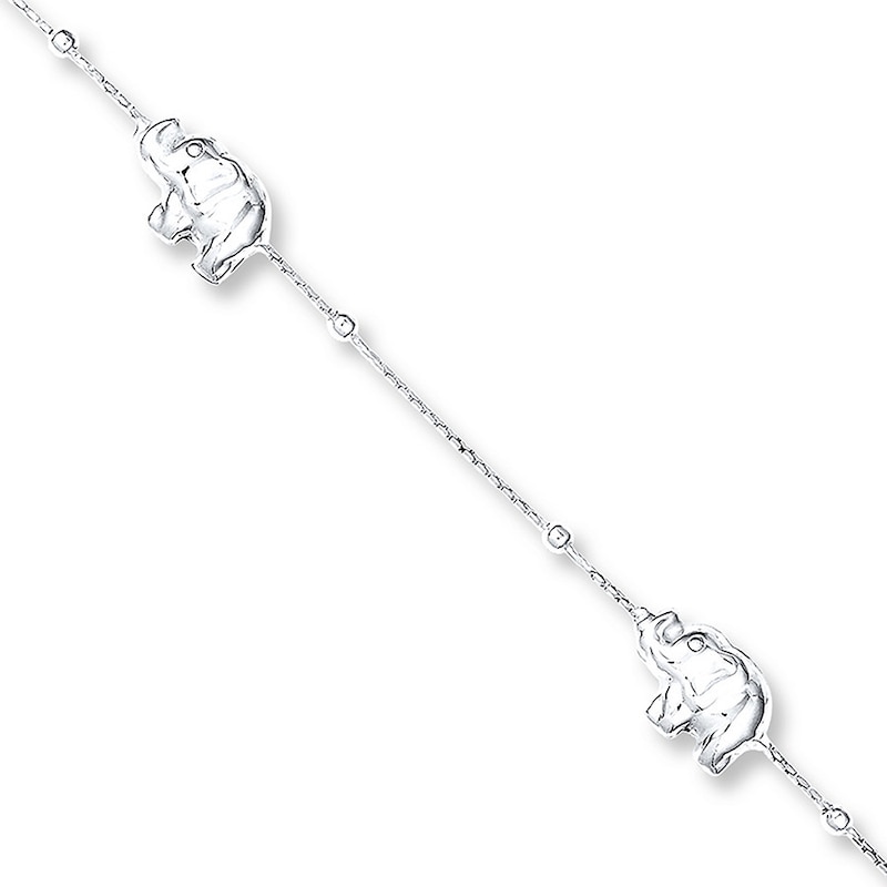 Main Image 1 of Elephant Anklet Sterling Silver 9" Length