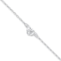 Rose Anklet Sterling Silver 9 Length