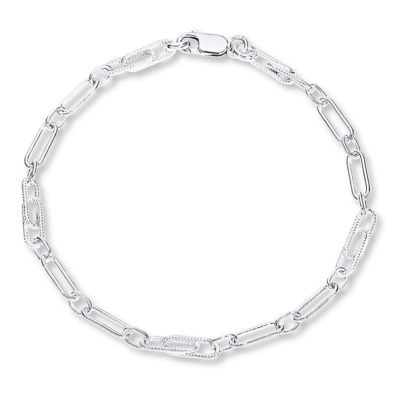 Open Link Anklet Sterling Silver 10 Length