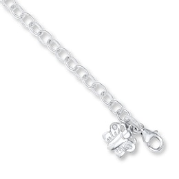 Butterfly Charm Anklet 10 Rolo Chain Sterling Silver