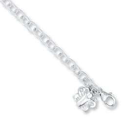 Butterfly Charm Anklet Rolo Chain Sterling Silver 10"