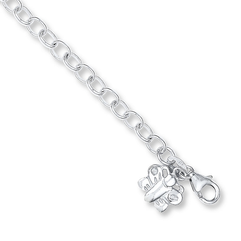 Main Image 1 of Butterfly Charm Anklet Rolo Chain Sterling Silver 10"