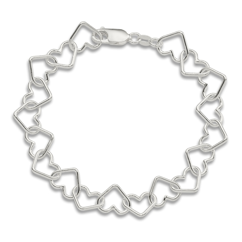 Main Image 1 of Heart Link Bracelet Sterling Silver