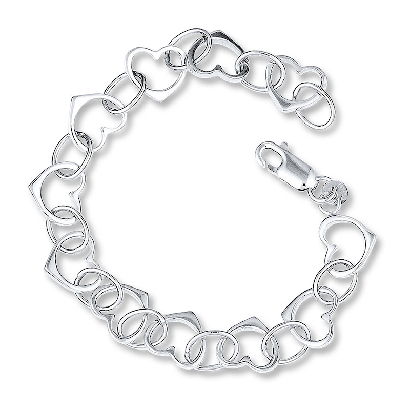 Main Image 1 of Heart Bracelet Sterling Silver 7"