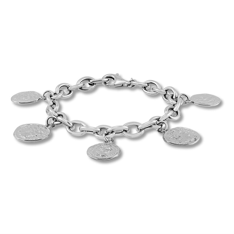 Main Image 1 of Coin Rolo 8 Bracelet Sterling Silver 7.75"