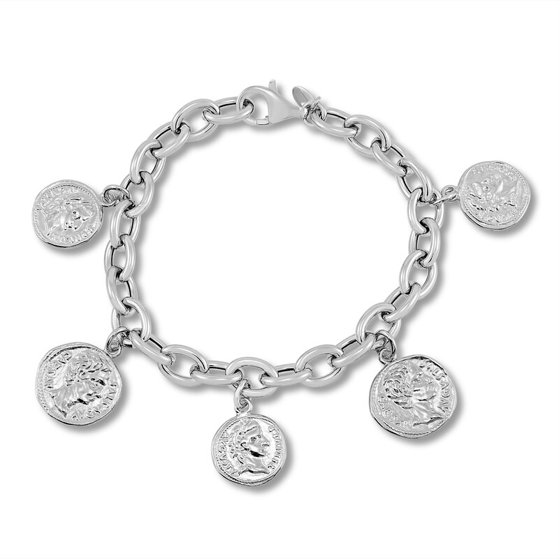 Main Image 2 of Coin Rolo 8 Bracelet Sterling Silver 7.75"