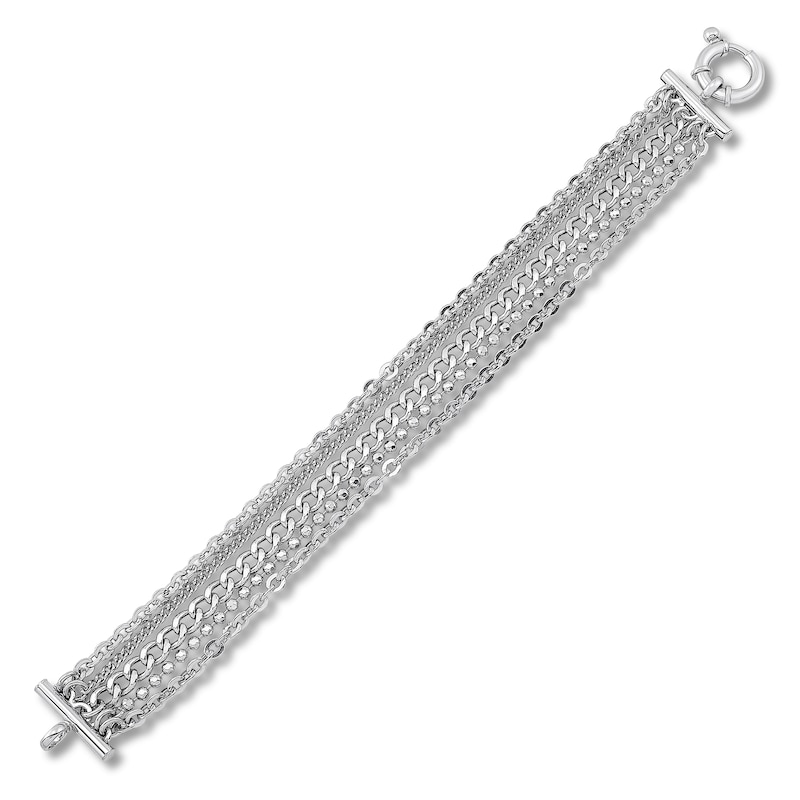 Five-Row Multi Chain Bracelet Sterling Silver 7.5"