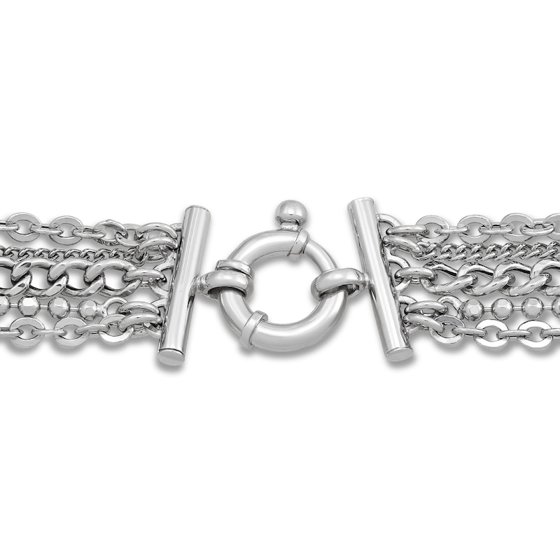 Five-Row Multi Chain Bracelet Sterling Silver 7.5"