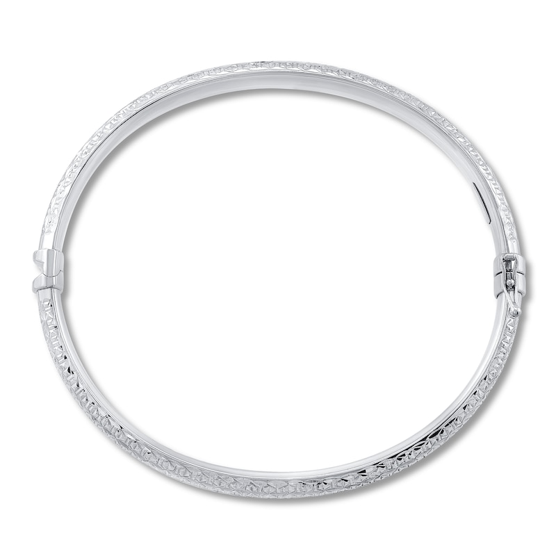 Main Image 2 of Baguette Diamond Cut Bangle Sterling Silver