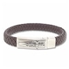 Thumbnail Image 1 of Men's Woven Bracelet Brown Leather Stainless Steel 8.5"