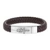 Thumbnail Image 2 of Men's Woven Bracelet Brown Leather Stainless Steel 8.5"