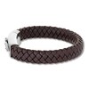 Thumbnail Image 3 of Men's Woven Bracelet Brown Leather Stainless Steel 8.5"