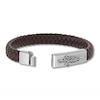 Thumbnail Image 4 of Men's Woven Bracelet Brown Leather Stainless Steel 8.5"