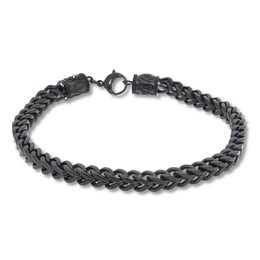 Men's Foxtail Chain Bracelet Black Ion-Plated Stainless Steel 8.5&quot;