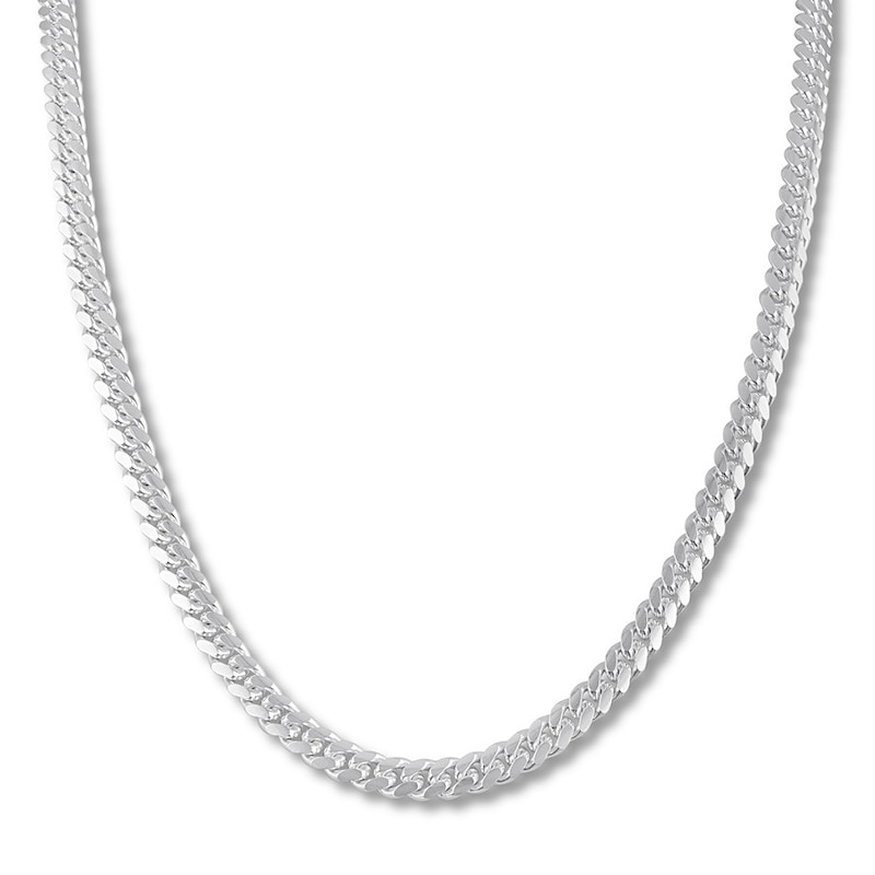 Main Image 1 of Curb Cuban Chain Necklace Sterling Silver 22" 6.3mm