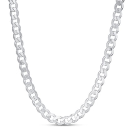 Solid Curb Chain Necklace Sterling Silver 22" 6.5mm