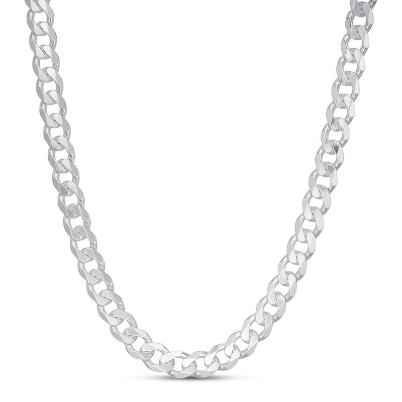 Main Image 1 of Solid Curb Chain Necklace Sterling Silver 22" 6.5mm