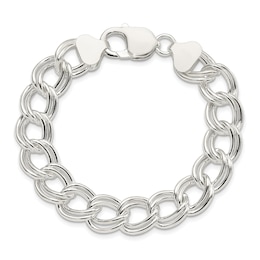 Double Link Charm Bracelet Sterling Silver 7"