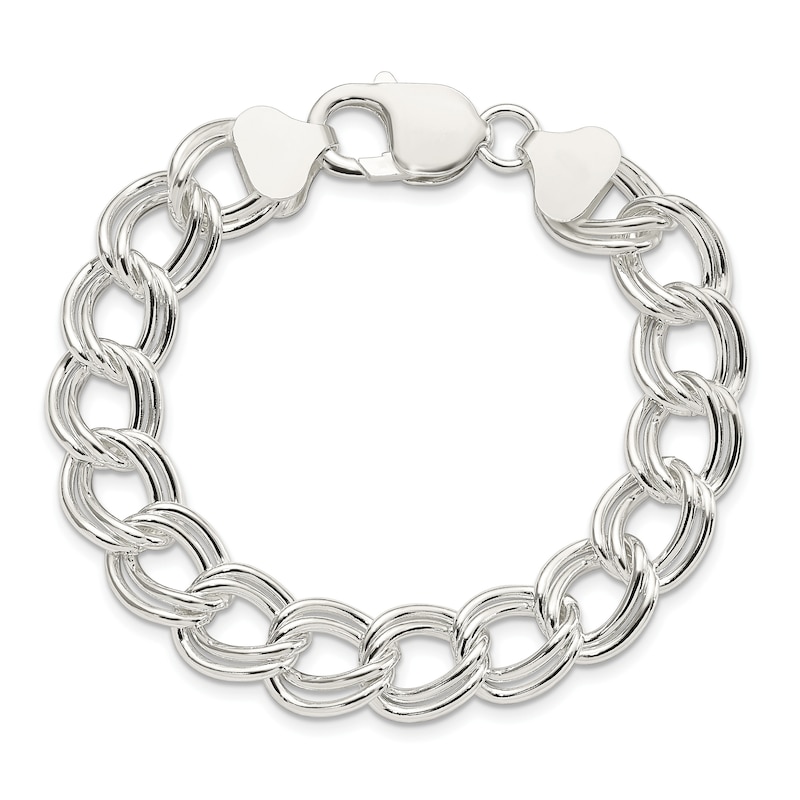 Main Image 2 of Double Link Charm Bracelet Sterling Silver 7"