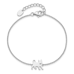 Cat with Heart Bracelet Sterling Silver 7"