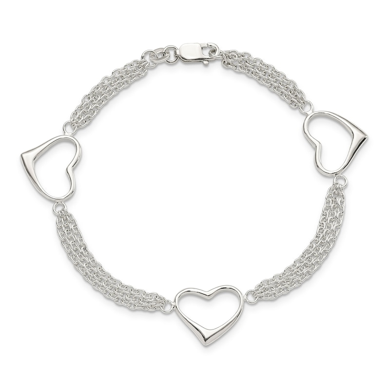 Main Image 1 of Heart Bracelet Sterling Silver 7.5"
