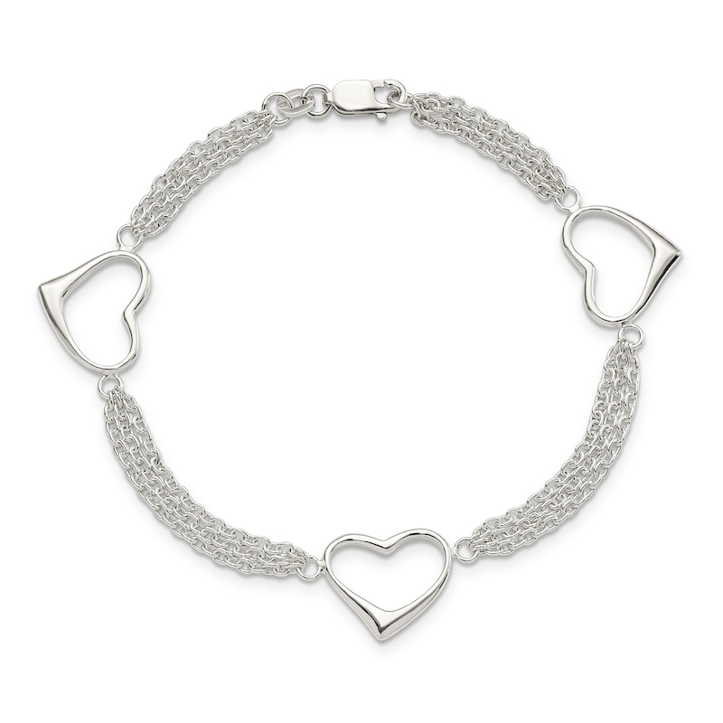 Heart Bracelet Sterling Silver 7.5"