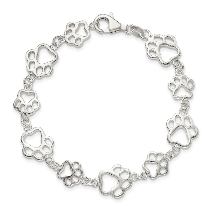 Main Image 1 of Paw Print Bracelet Sterling Silver 8.5"