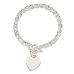 Engravable Heart Bracelet Sterling Silver 8.5"