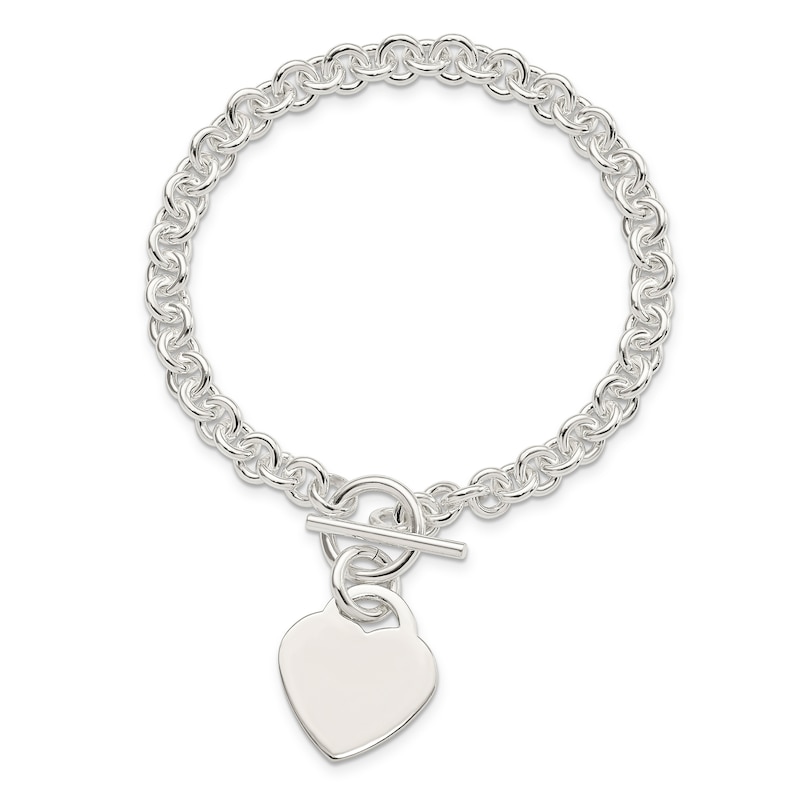 Main Image 1 of Engravable Heart Bracelet Sterling Silver 8.5"