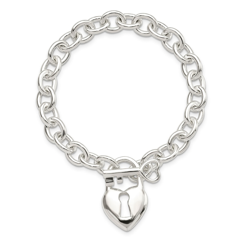 Heart and Key Bracelet Sterling Silver 7.5"