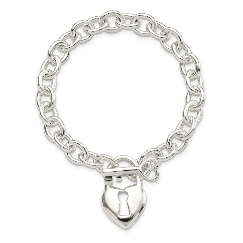 Main Image 1 of Heart and Key Bracelet Sterling Silver 7.5"