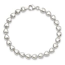 Heart Bracelet Sterling Silver 7.5"