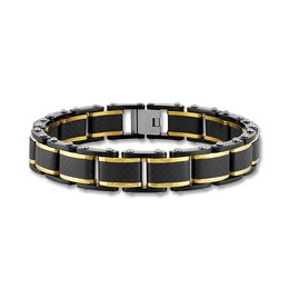 Men's Link Bracelet Black/Gold Ion-Plated Stainless Steel