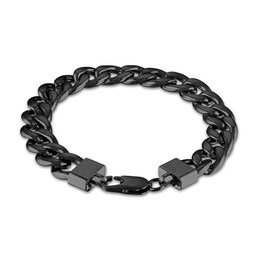 Men's Curb Chain Bracelet Black Ion-Plated Stainless Steel