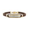 Thumbnail Image 1 of Men's Diamond Bracelet 1/5 ct tw Round Gold Ion-Plated Stainless Steel/Brown Leather 8.5"