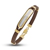 Thumbnail Image 2 of Men's Diamond Bracelet 1/5 ct tw Round Gold Ion-Plated Stainless Steel/Brown Leather 8.5"