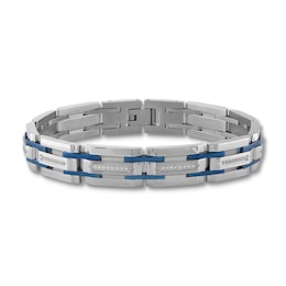 Men's Diamond Bracelet 3/8 ct tw Round Blue Ion-Plated Stainless Steel 8.5"