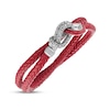 Thumbnail Image 3 of 1933 by Esquire Men's Double Row Bracelet Red Leather Sterling Silver 17"