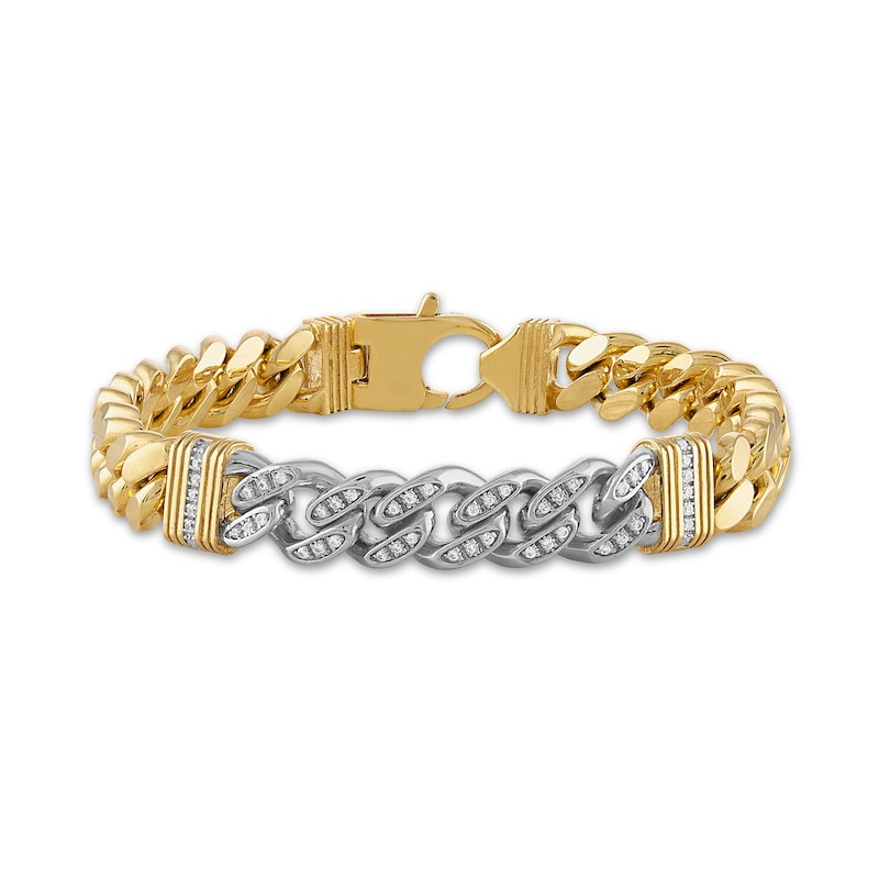 Main Image 1 of 1933 by Esquire Men's Diamond Bracelet 1/5 ct tw Round 14K Yellow Gold-Plated/Sterling Silver 8.5"