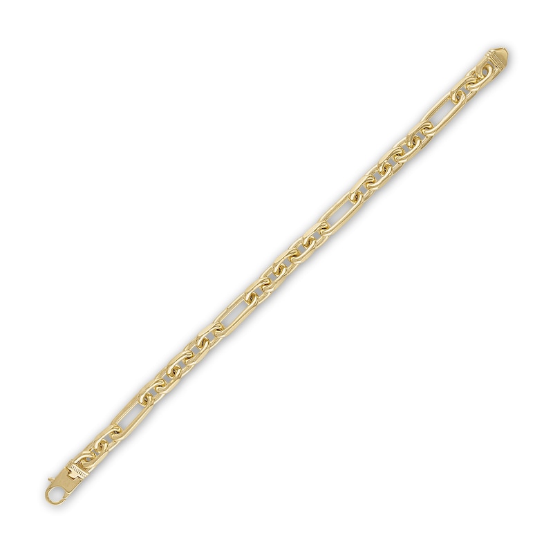 Men's Sterling Silver Gold Plated Figaro Bracelet L (18cm / 7.1”)