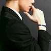Thumbnail Image 3 of 1933 by Esquire Men's Dyed Blue Tiger's Eye & Natural Onyx Bracelet Sterling Silver