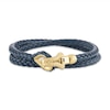 Thumbnail Image 1 of 1933 by Esquire Men's Double Row Bracelet Navy Leather & 14K Yellow Gold-Plated Sterling Silver 17"