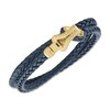 Thumbnail Image 2 of 1933 by Esquire Men's Double Row Bracelet Navy Leather & 14K Yellow Gold-Plated Sterling Silver 17"