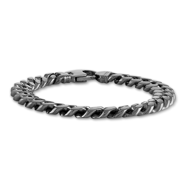 1933 by Esquire Men's Solid Cuban Chain Bracelet Black Ruthenium-Plated Sterling Silver 8.5"
