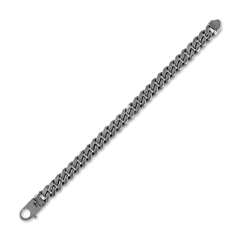 Main Image 2 of 1933 by Esquire Men's Solid Cuban Chain Bracelet Black Ruthenium-Plated Sterling Silver 8.5" 10mm