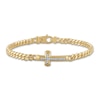 Thumbnail Image 0 of 1933 by Esquire Men's Solid Diamond Curb Bracelet 1/5 ct tw Round 14K Yellow Gold/Sterling Silver