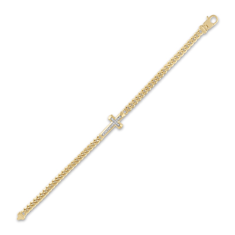 1933 by Esquire Men's Solid Diamond Curb Bracelet 1/5 ct tw Round 14K Yellow Gold/Sterling Silver